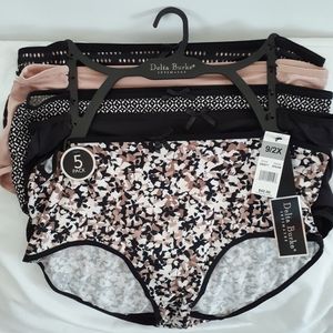 Women's Delta Burke Panties Briefs Plus Size 5 pack Brown/Taupe Geometric